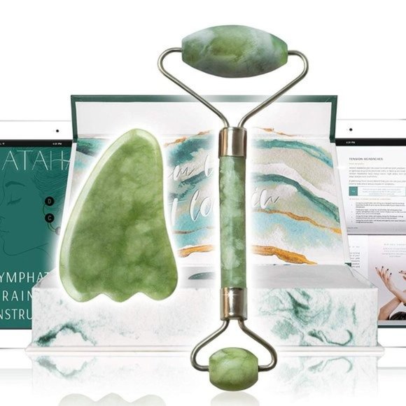 NEW Natural Jade Roller & Gua Sha for Glowing Skin - Picture 2 of 7